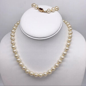 Anne Klein Vintage Faux Pearl Purple Jeweled Clasp Necklace